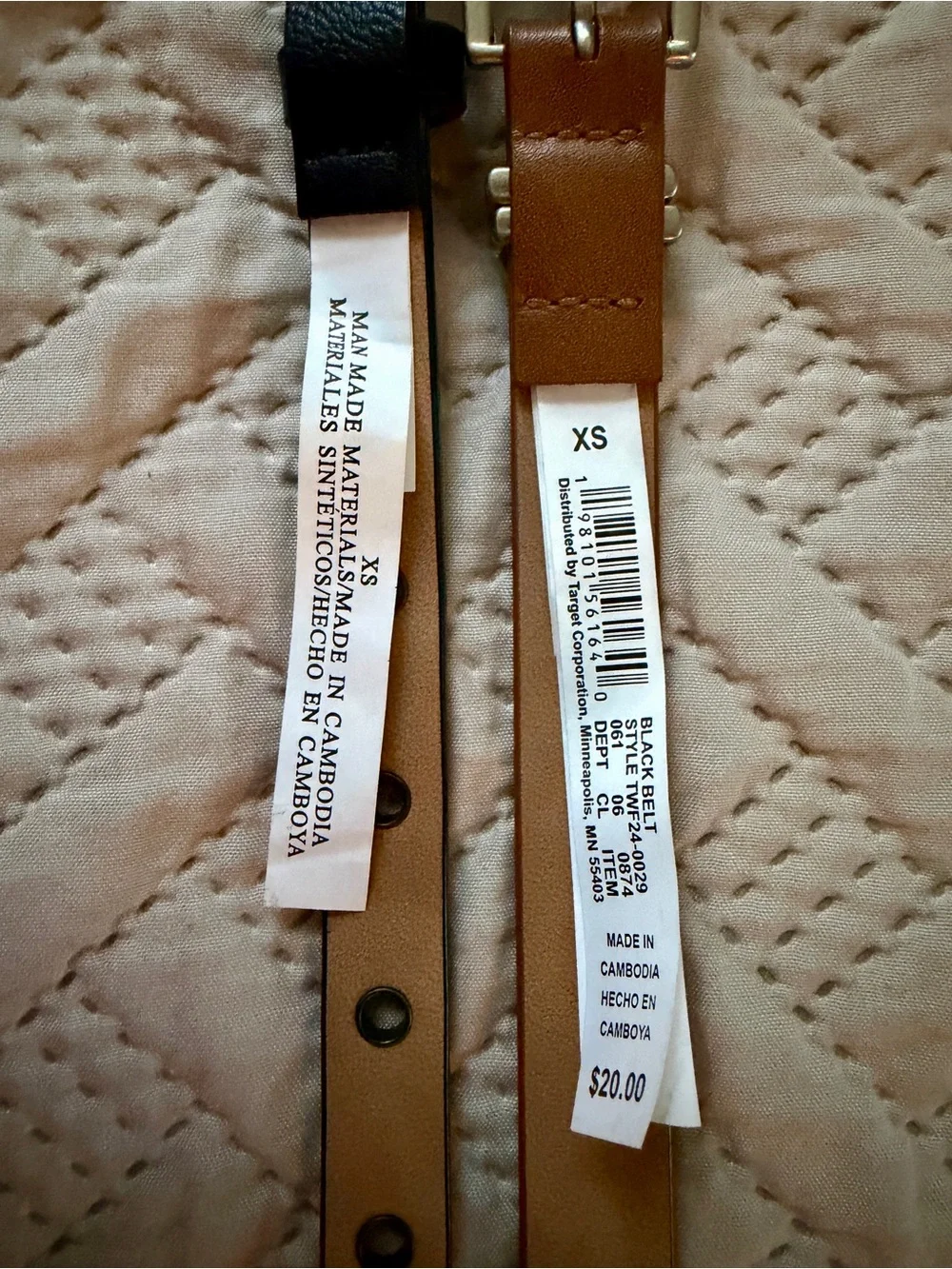 Stylish Universal Thread Two-Tone Double-Row Eyelet Belt - Black & Brown XS
